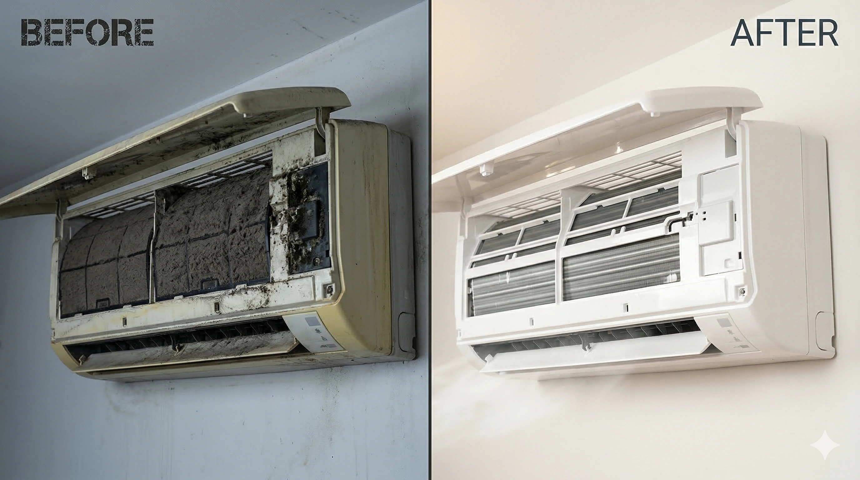 AC Cleaning Before After Dubai